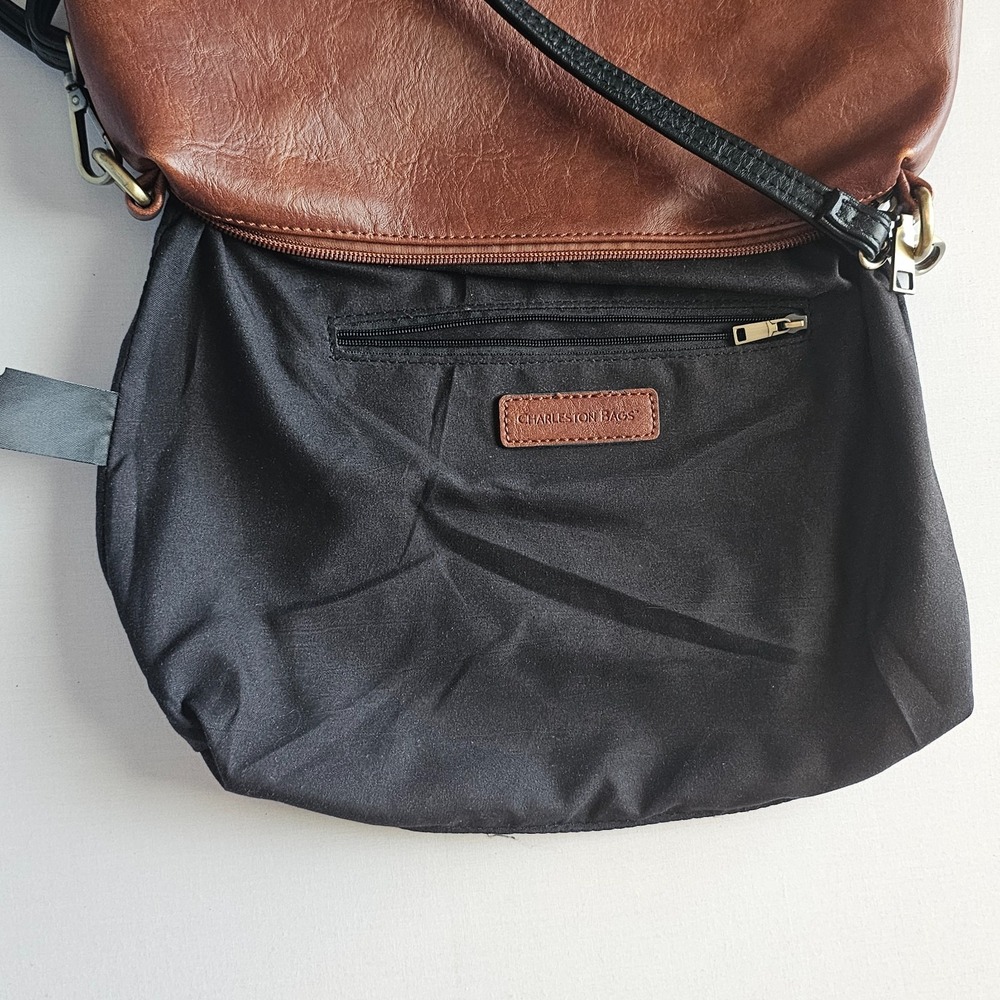 Charleston Brown Leather Bag W/ Cross Body Removable Strap - Picture 5 of 11